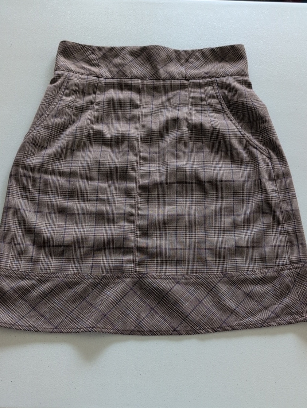 Sharagano Brown Plaid Mini Skirt